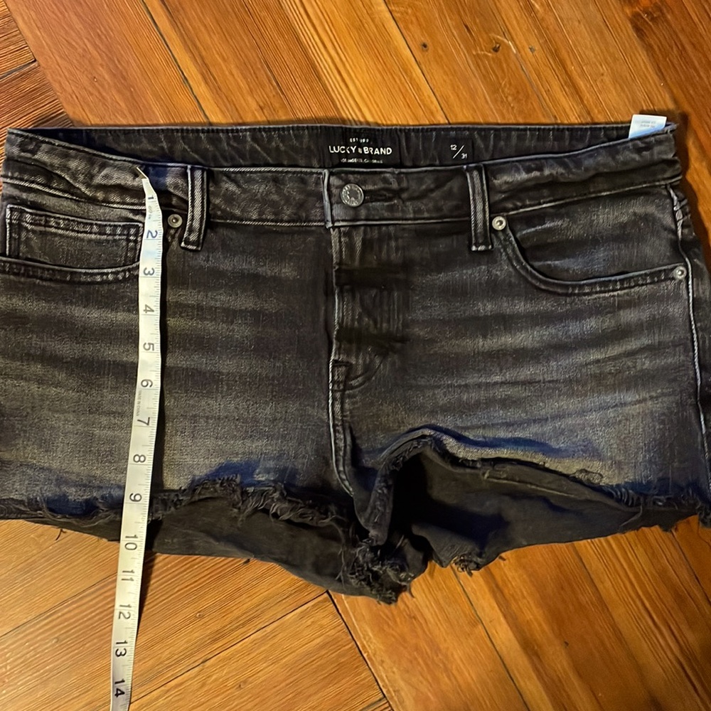 Lucky brand cut off gray black jean shorts